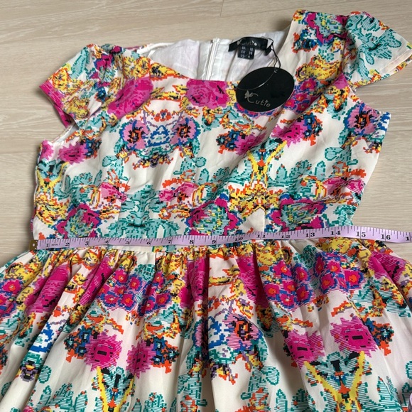 3/$10 Cutie Vibrant Floral Dress - Pink, Blue, Yellow - Picture 6 of 8